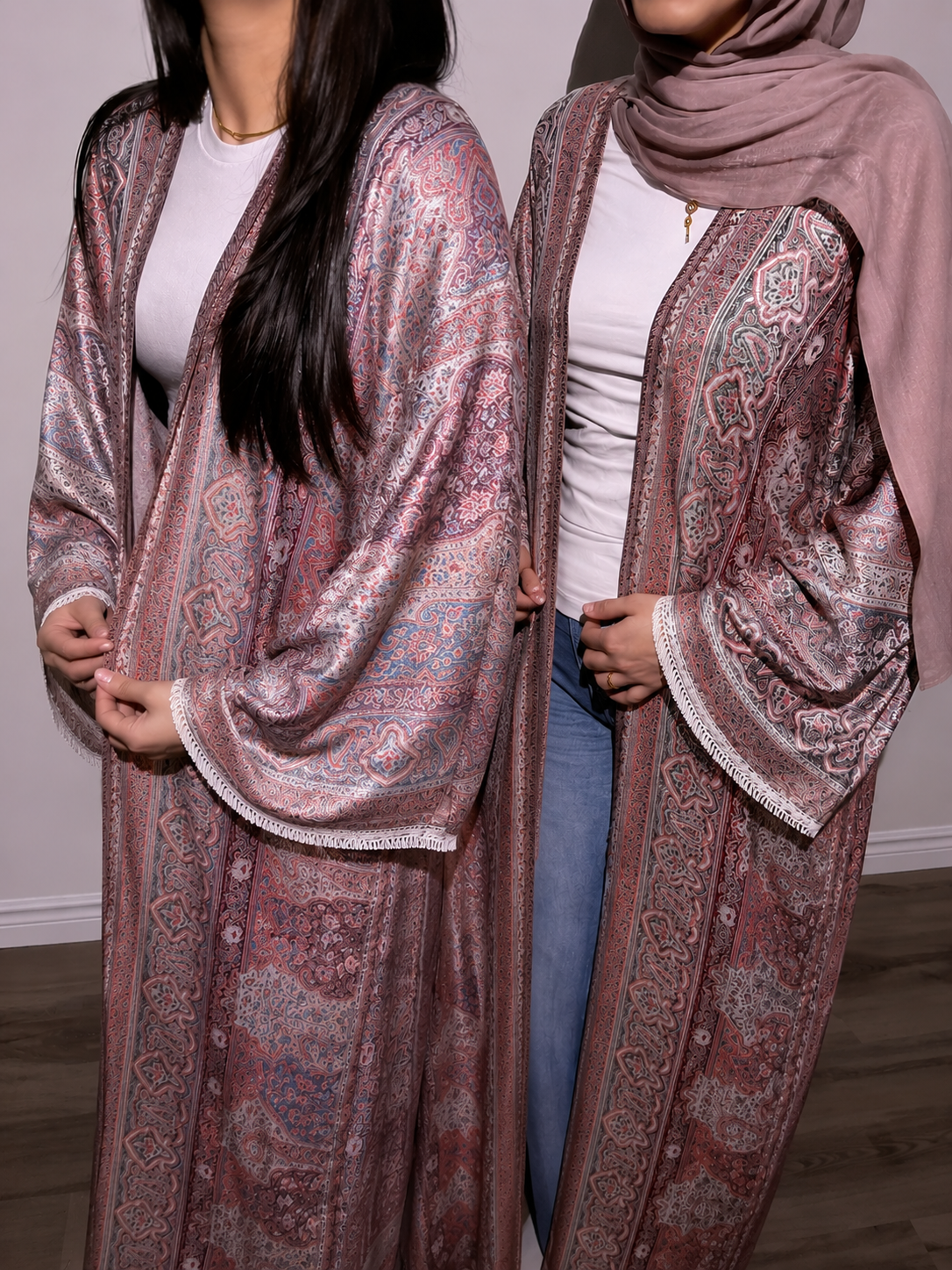 Elegant Paisley Pashmina Abaya Set with Matching Hijab