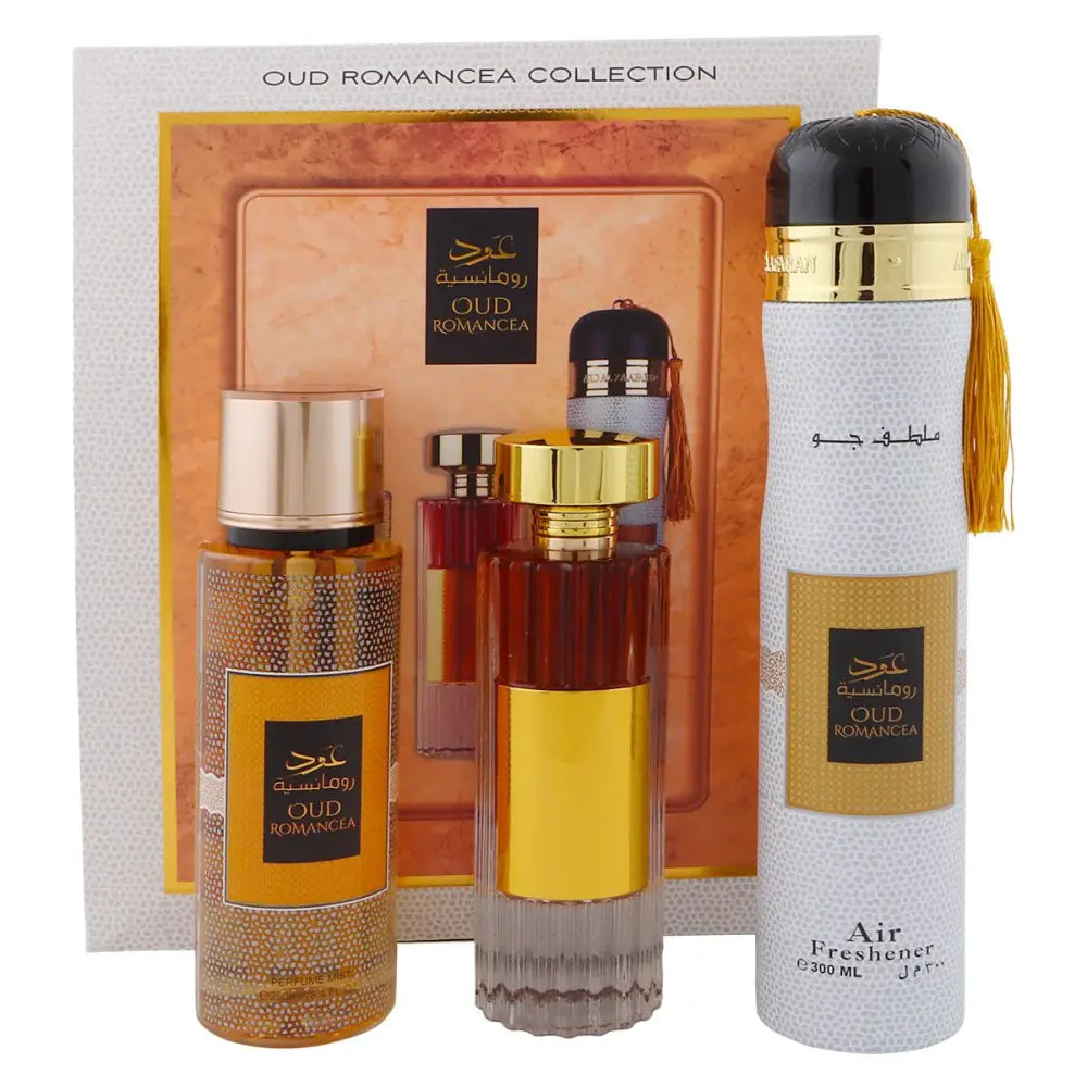 Oud Romancea Eau de Parfum Gift Set (3 Piece) by Ard Al Zaafaran – Unisex