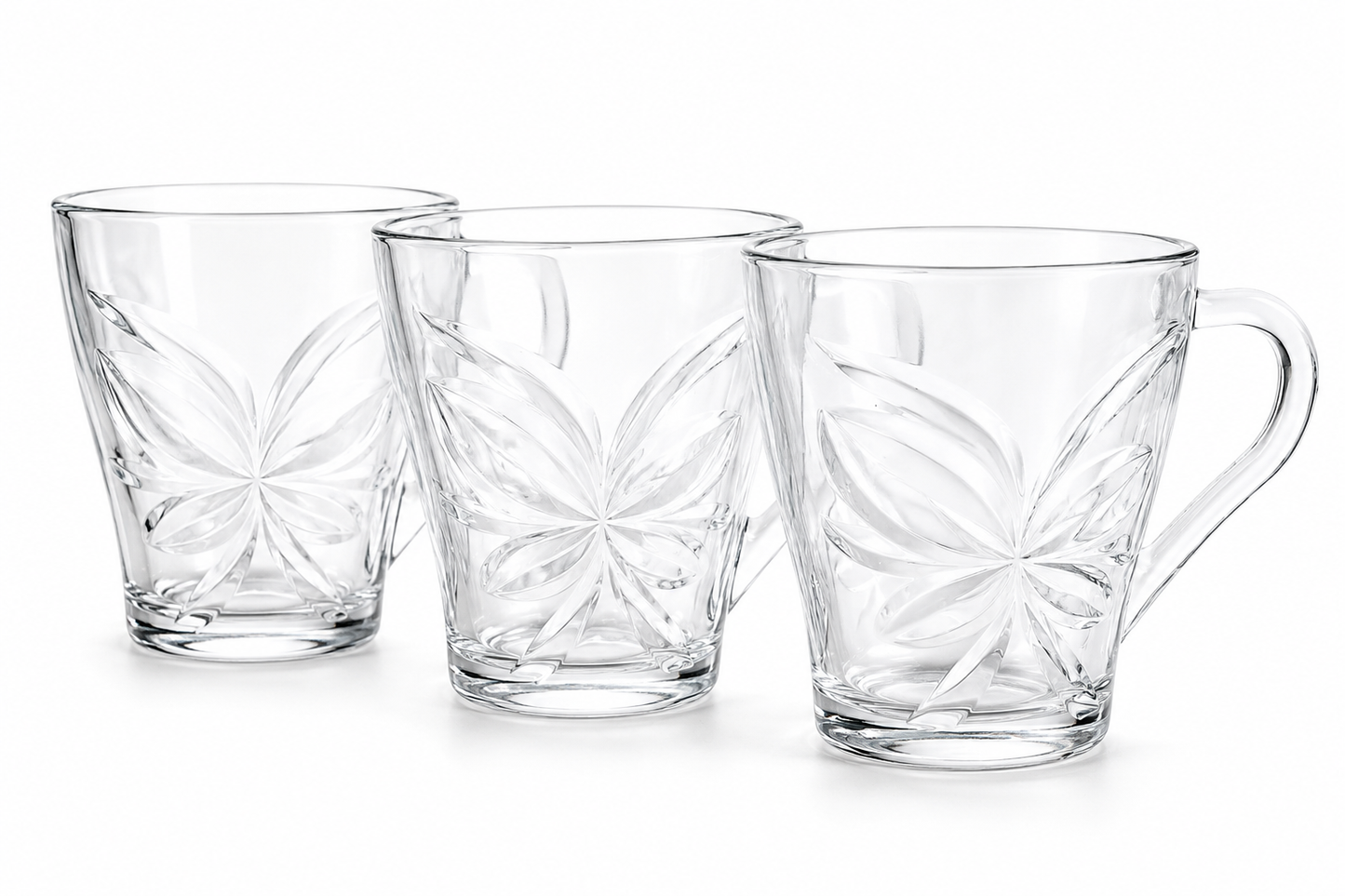 6-Piece Clear Glass Coffee & Tea Mug Set with Handle