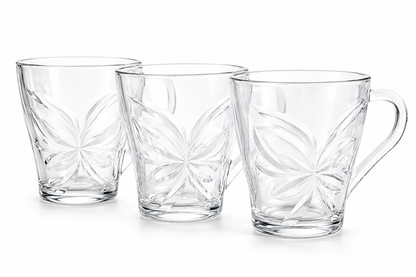 6-Piece Clear Glass Coffee & Tea Mug Set with Handle