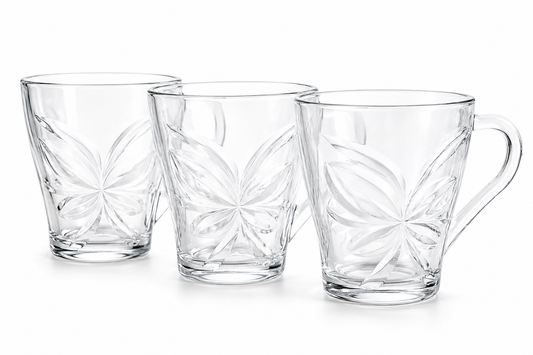 6-Piece Clear Glass Coffee & Tea Mug Set with Handle