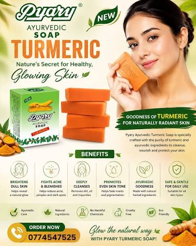 Pyary Turmeric Soap Bar – Skin Illuminating & Dark Spot Care (1 Bar)